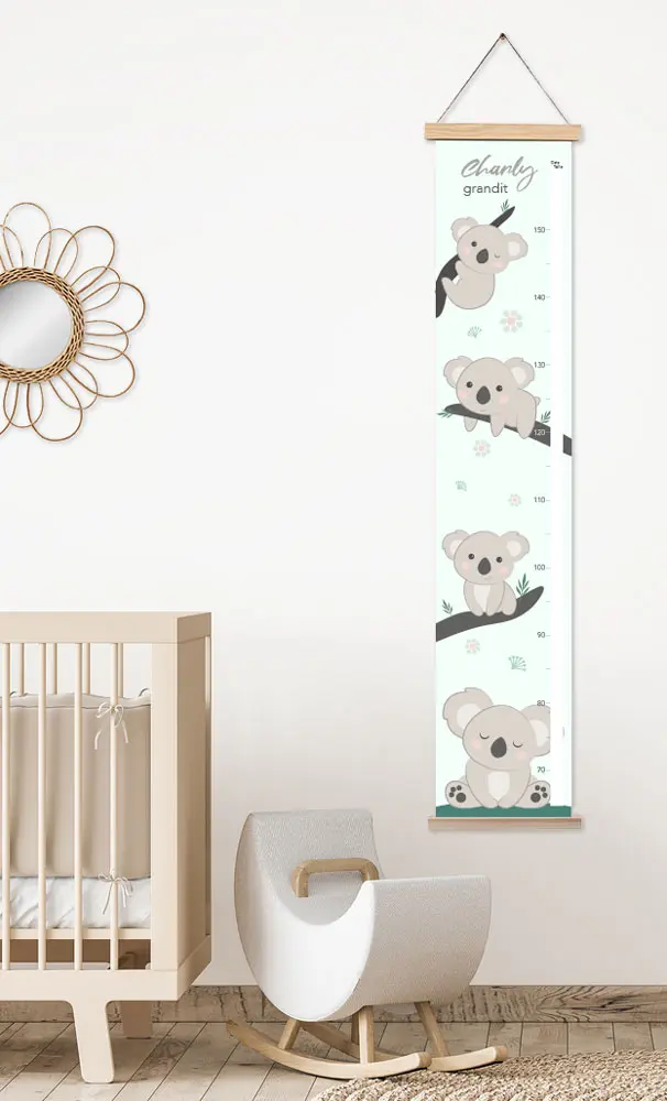 Affiche chambre bébé famille koalas